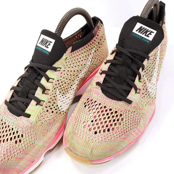 Nike Flyknit Zoom Athletic Running Shoe Womens Size 8.5 698616-301 Pink White - Picture 8 of 9